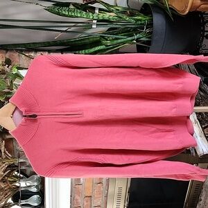 Peru Unlimited Womens Half Zip Mock Sweater Red Coral Size Medium
